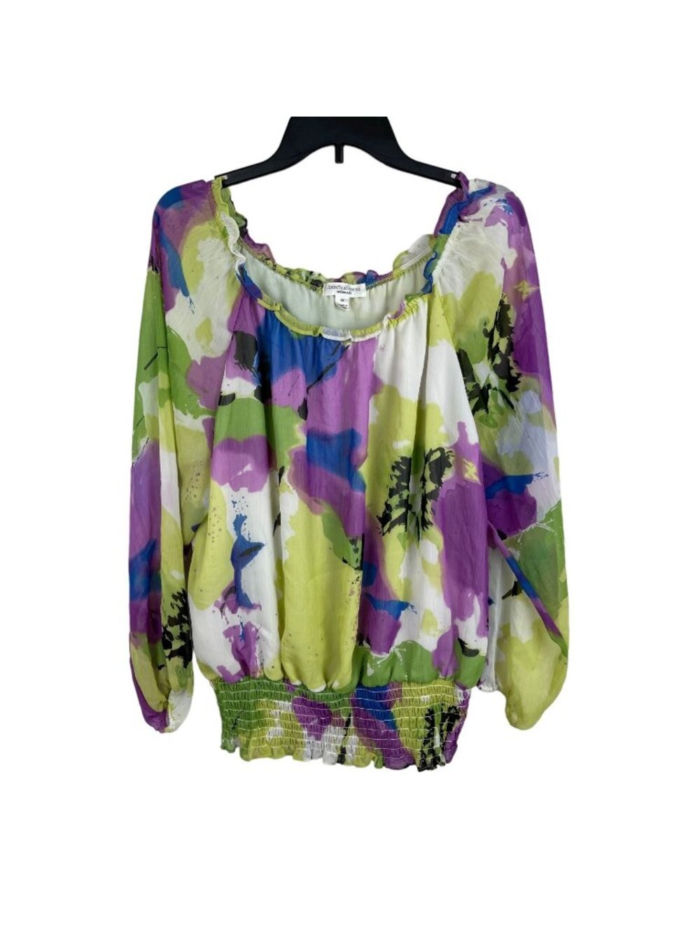 John Paul Richard Women Abstract Print Smocked Blouse Size 1X